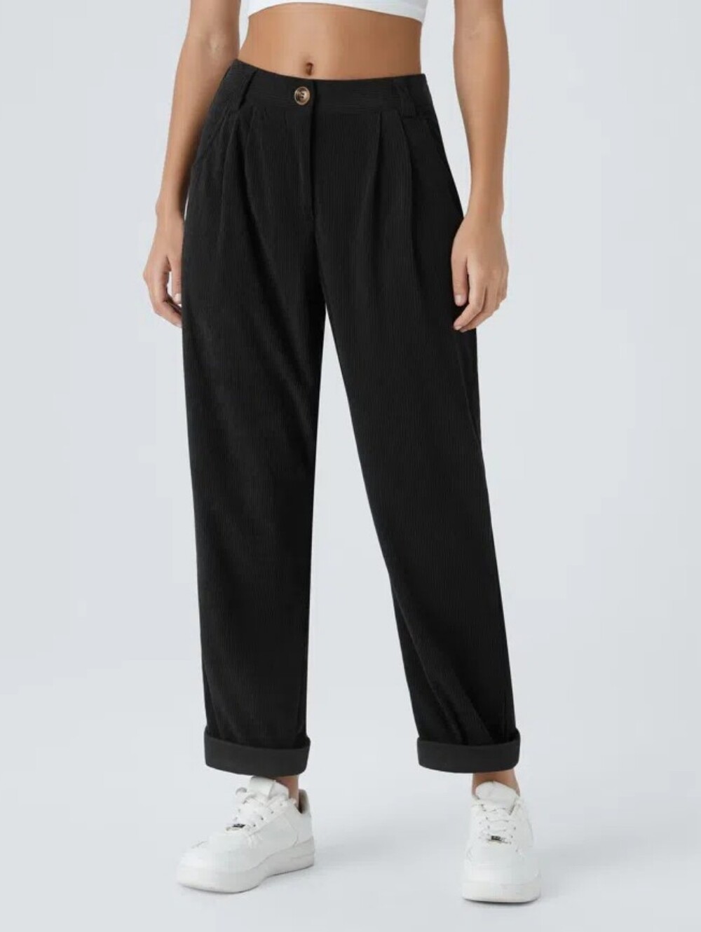 HALARA Black Wide Leg Mid Rise Pleated Trousers Sz XL